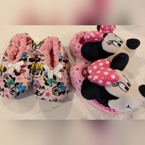 Pair Minnie Mouse Slippers 5/6 Toddler